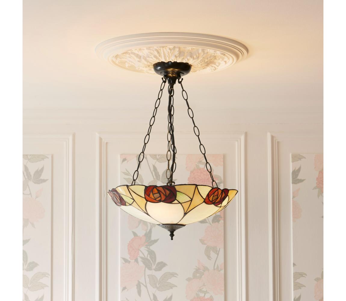 Endon 111879 - Luster na reťazi Tiffany INGRAM 3xE27/10W/230V pr. 45 cm 111879