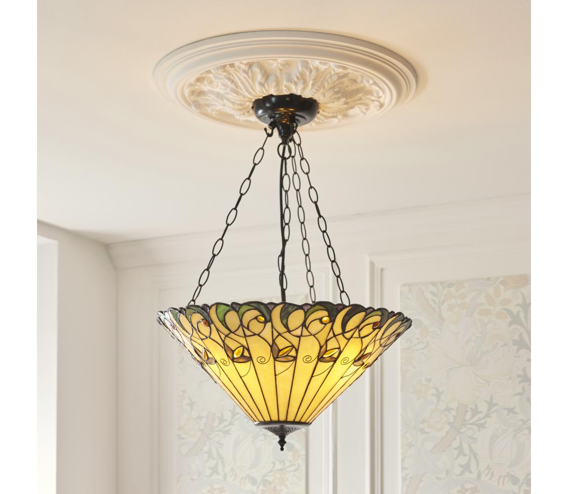 Endon 111881 - Luster na reťazi Tiffany JAMELIA 3xE27/10W/230V priemer 50 cm 111881