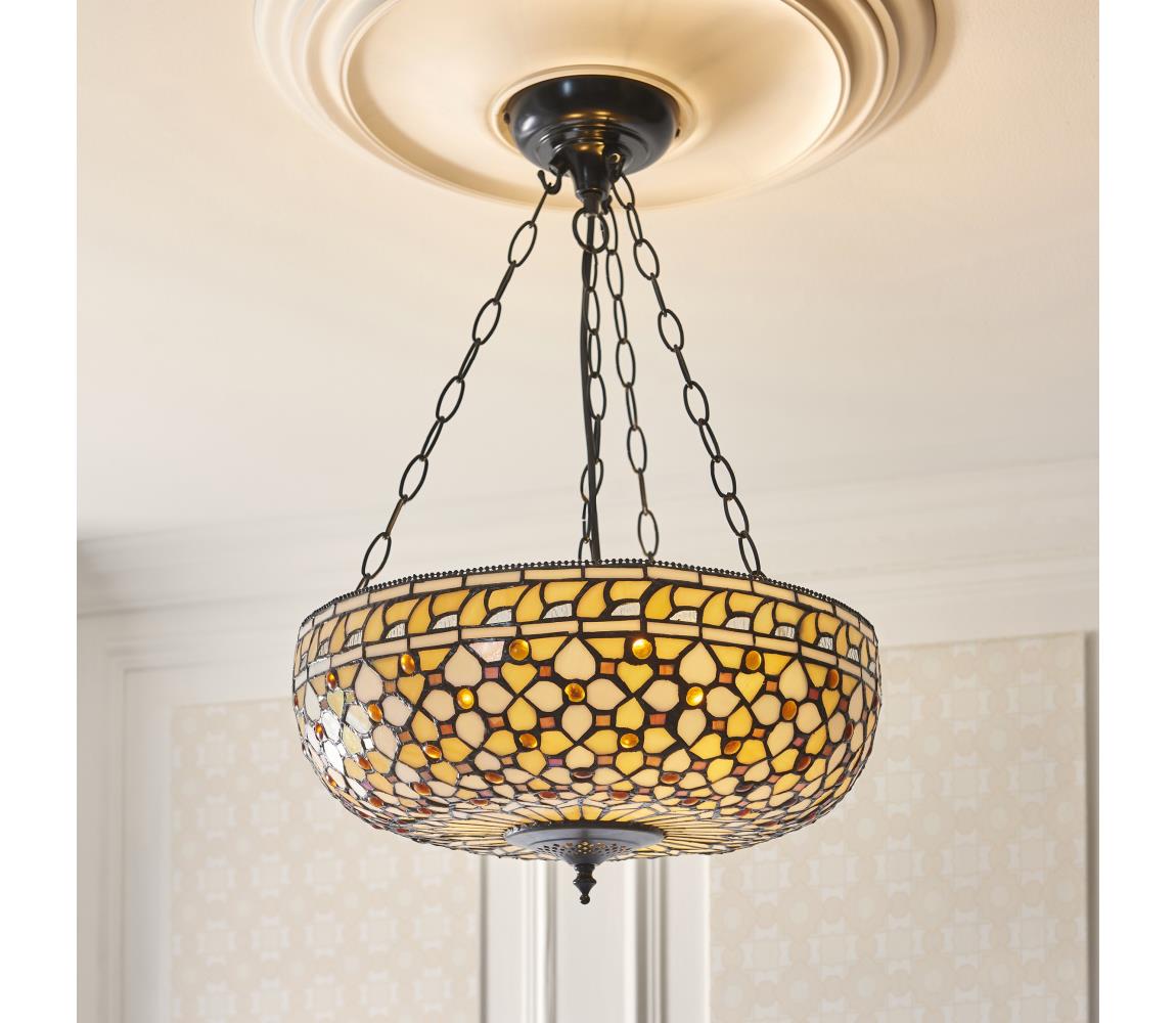 Endon 111882 - Luster na reťazi Tiffany MILLE FEUX 3xE27/10W/230V pr. 45 cm 111882