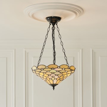 Endon 111884 - Luster na reťazi Tiffany PEARL 3xE27/10W/230V pr. 37 cm