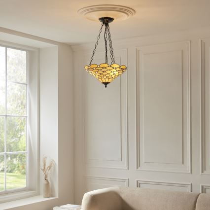 Endon 111884 - Luster na reťazi Tiffany PEARL 3xE27/10W/230V pr. 37 cm