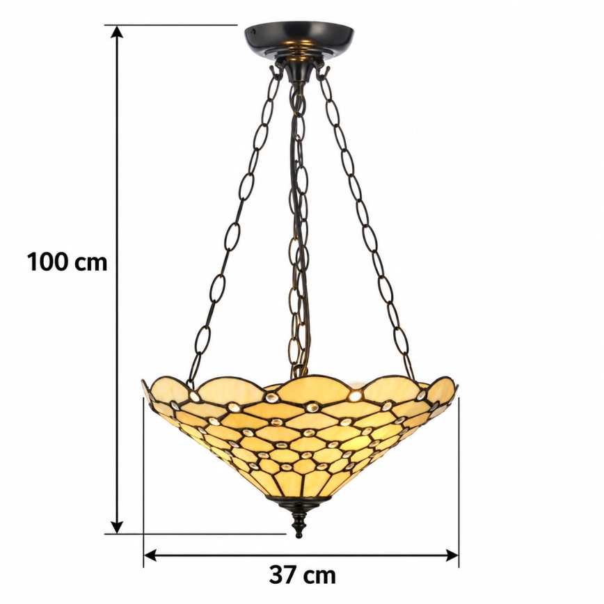 Endon 111884 - Luster na reťazi Tiffany PEARL 3xE27/10W/230V pr. 37 cm