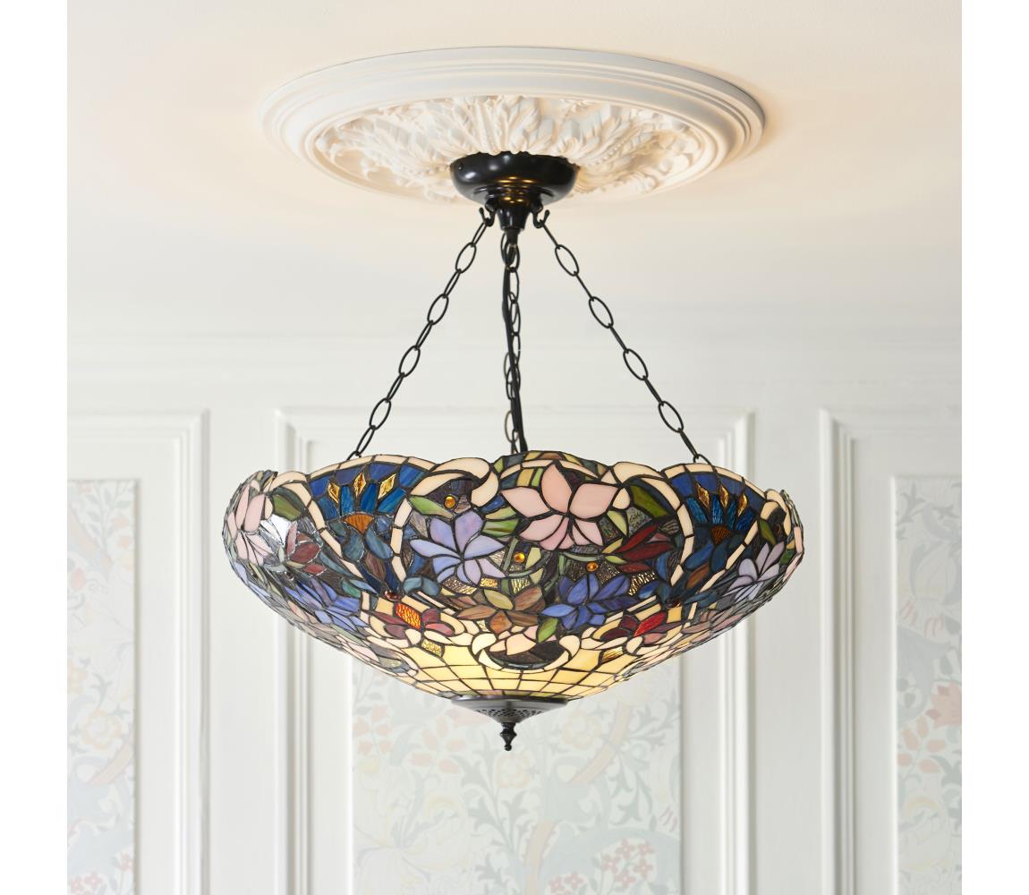 Endon 111887 - Luster na reťazi Tiffany SULLIVAN 3xE27/10W/230V pr. 57 cm 111887