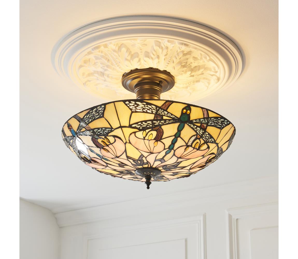 Endon 111892 - Prisadený luster Tiffany ASHTON 3xE27/10W/230V priemer 45 cm 111892