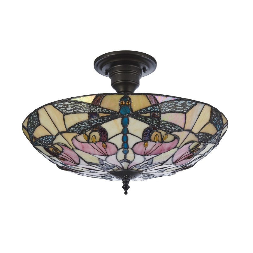 Endon 111892 - Prisadený luster Tiffany ASHTON 3xE27/10W/230V priemer 45 cm