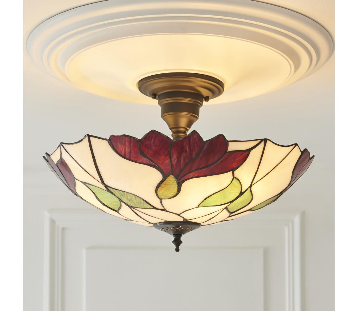 Endon 111896 - Prisadený luster Tiffany BOTANICA 3×E27/10W/230V, priemer 45 cm 111896