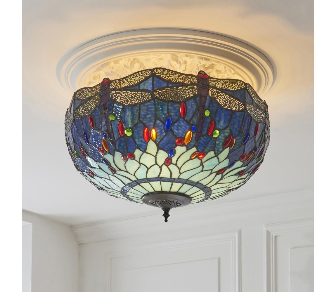 Endon 111899 - Stropné svietidlo Tiffany DRAGONFLY 3xE27/10W/230V pr. 50 cm 111899