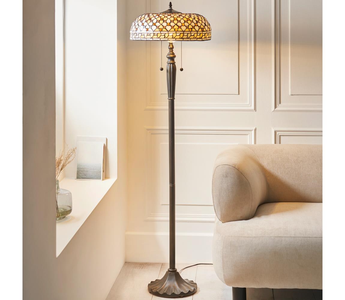 Endon 111921 - Stojacia lampa Tiffany MILLE FEUX 2xE27/10W/230V pr. 45 cm 111921