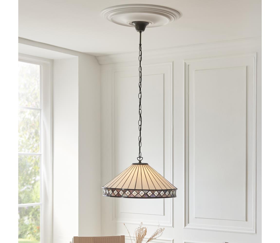 Endon 111961 - Luster na reťazi Tiffany FARGO 3xE27/10W/230V pr. 50 cm 111961