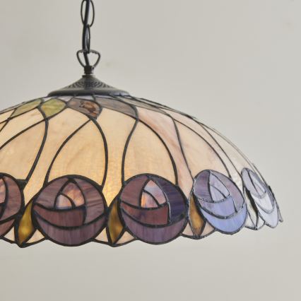Endon 111985 - Luster na reťazi Tiffany HUTCHINSON 3x E27/10W/230V priemer 50 cm
