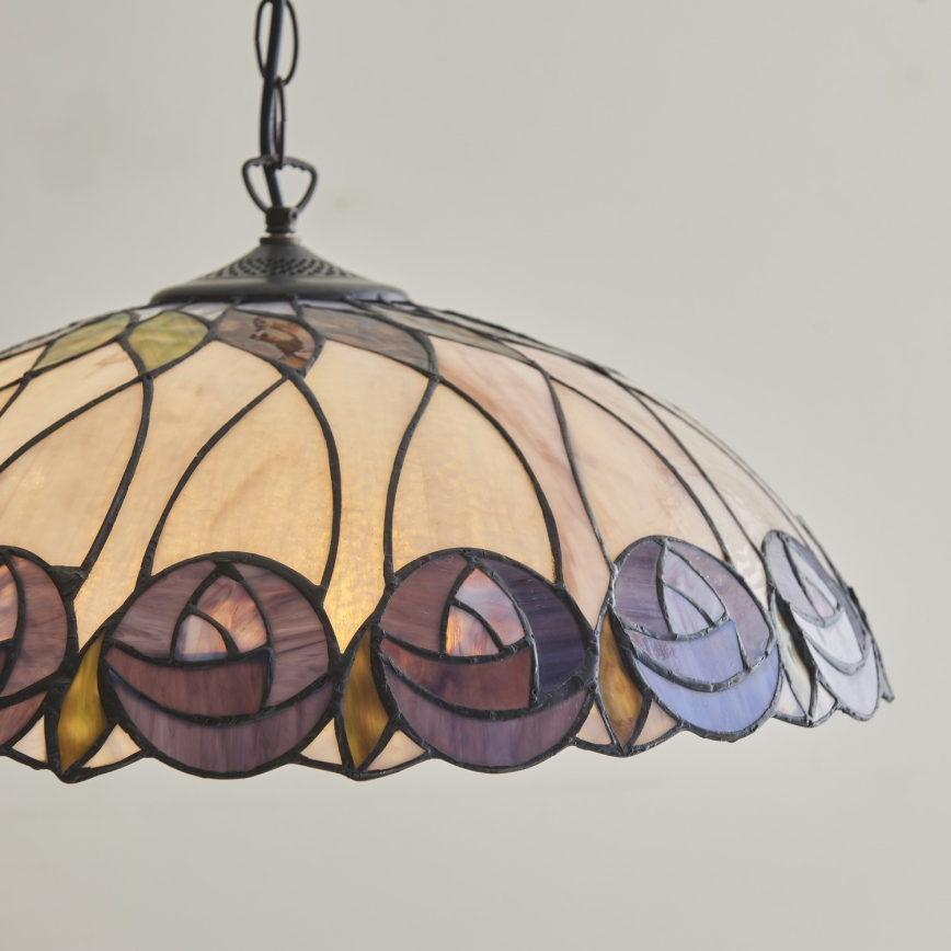 Endon 111985 - Luster na reťazi Tiffany HUTCHINSON 3x E27/10W/230V priemer 50 cm