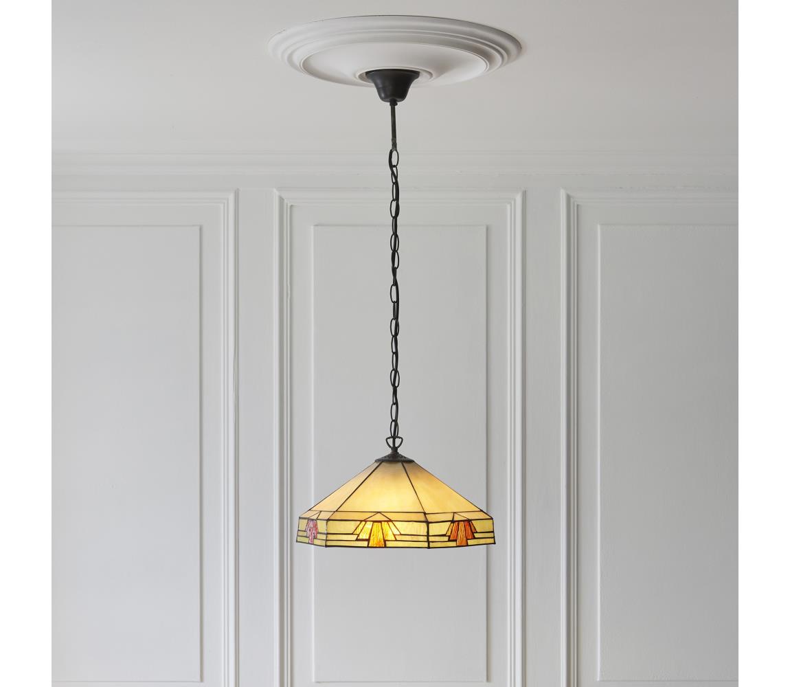 Endon 111989 - Luster na reťazi Tiffany NEVADA 3xE27/10W/230V pr. 40 cm 111989