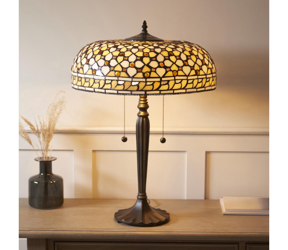 Endon 112178 - Stolná lampa Tiffany MILLE FEUX 2xE14/40W/230V priemer 45 cm 112178