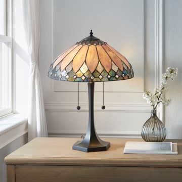 Endon 112183 - Stolná lampa Tiffany BROOKLYN 2xE14/10W/230V pr. 40 cm