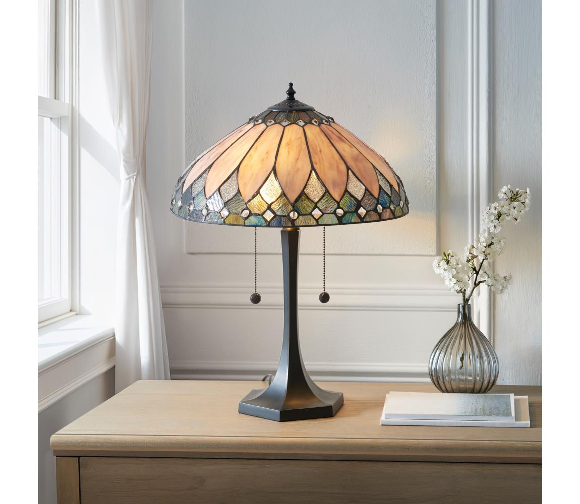 Endon 112183 - Stolná lampa Tiffany BROOKLYN 2xE14/10W/230V pr. 40 cm 112183