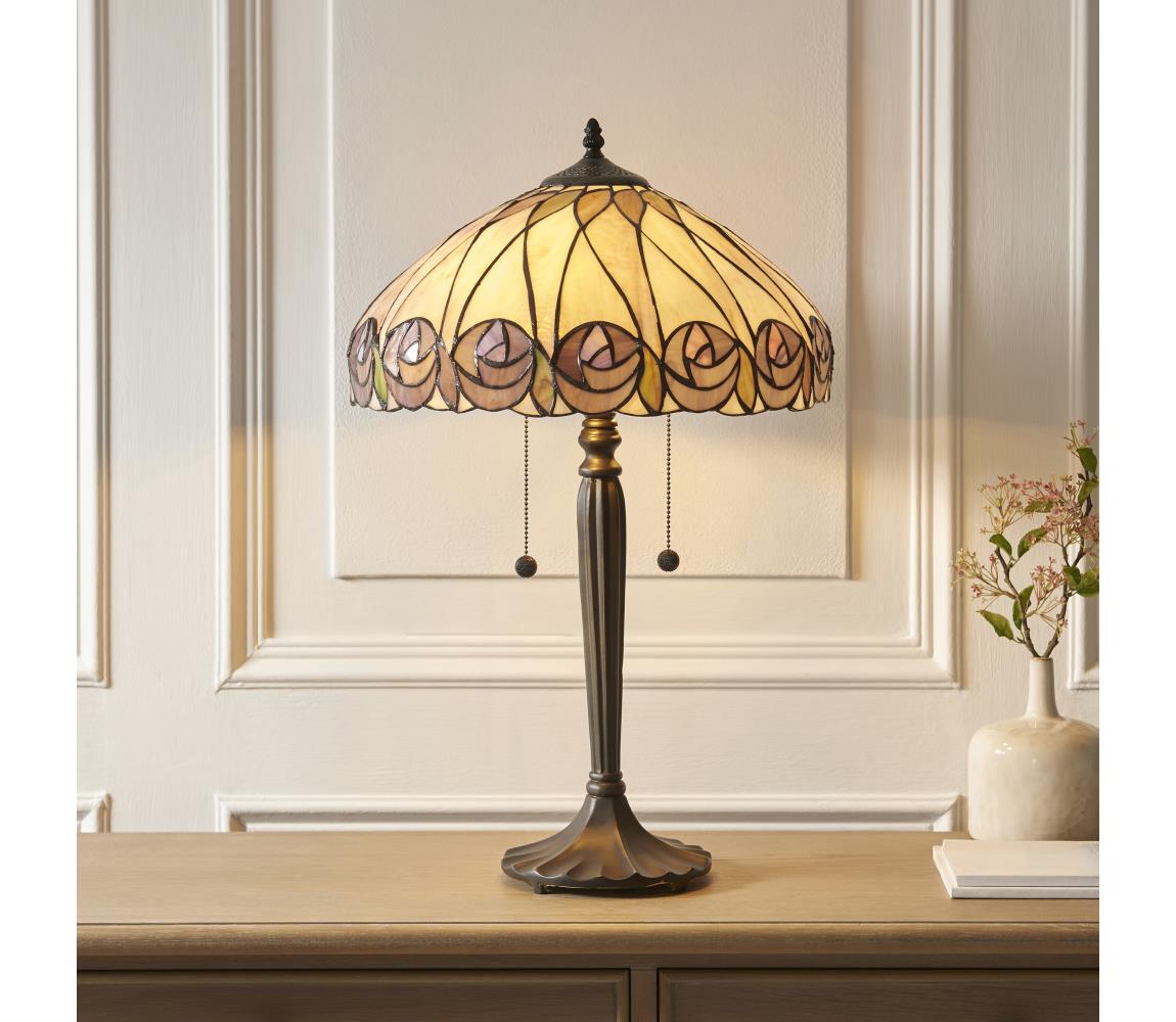 Endon 112184 - Stolová lampa Tiffany HUTCHINSON 2xE27/10W/230V pr. 40 cm 112184
