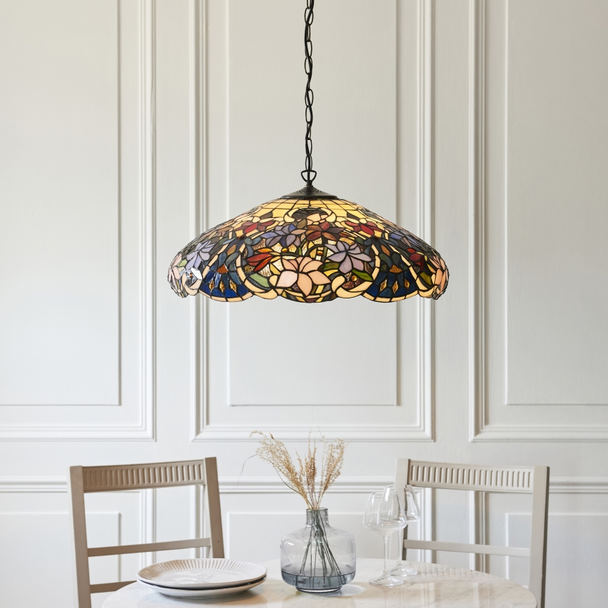 Endon 112193 - Luster na reťazi Tiffany SULLIVAN 3xE27/60W/230V, priemer 57 cm