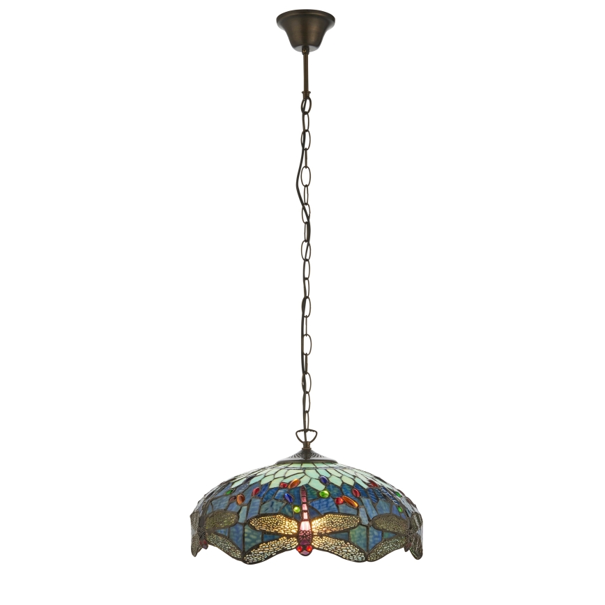 Endon 112195 - Luster na reťazi Tiffany DRAGONFLY 1xE27/60W/230V pr. 41 cm
