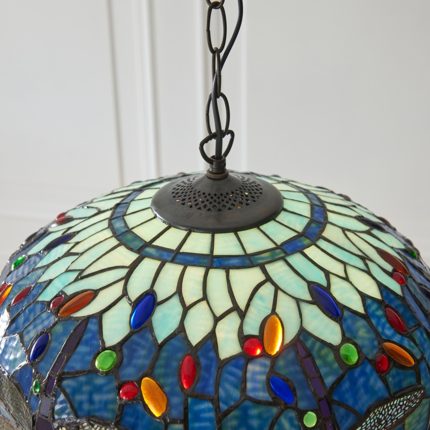 Endon 112195 - Luster na reťazi Tiffany DRAGONFLY 1xE27/60W/230V pr. 41 cm
