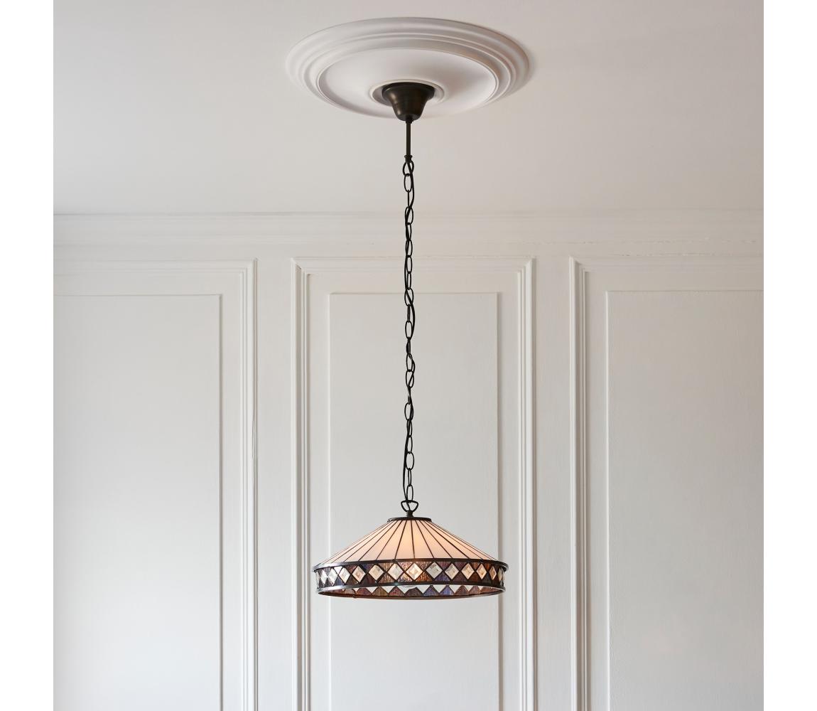 Endon 112196 - Závesný luster na reťazi Tiffany FARGO 1xE27/60W/230V priemer 41,5 cm 112196