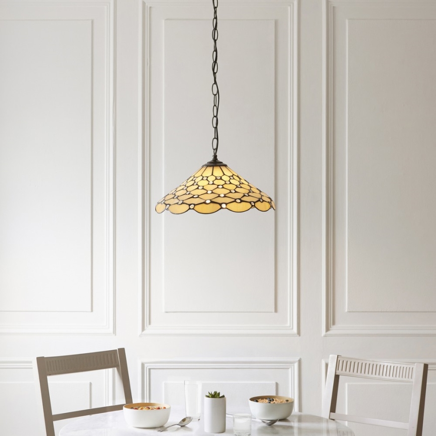 Endon 112226 - Luster na reťazi Tiffany PEARL 1x E27/10W/230V priemer 45 cm