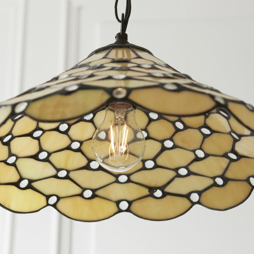 Endon 112226 - Luster na reťazi Tiffany PEARL 1x E27/10W/230V priemer 45 cm