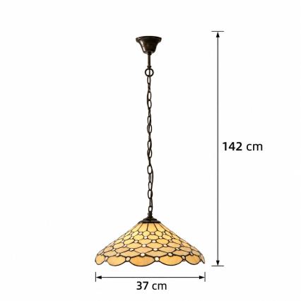 Endon 112226 - Luster na reťazi Tiffany PEARL 1x E27/10W/230V priemer 45 cm