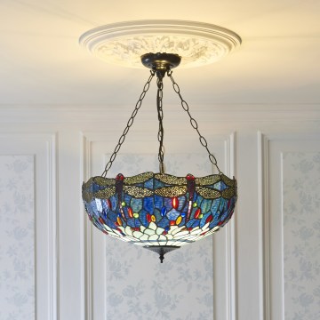 Endon 112250 - Luster na reťazi Tiffany DRAGONFLY 3xE27/60W/230V priemer 50 cm