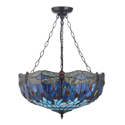 Endon 112250 - Luster na reťazi Tiffany DRAGONFLY 3xE27/60W/230V priemer 50 cm