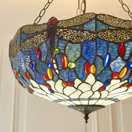 Endon 112250 - Luster na reťazi Tiffany DRAGONFLY 3xE27/60W/230V priemer 50 cm