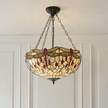 Endon 112251 - Závesný luster na reťazi Tiffany DRAGONFLY 3xE27/60W/230V priemer 50 cm