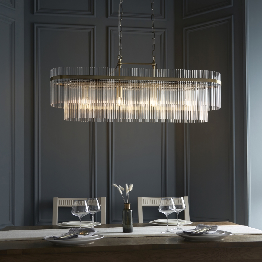 Endon 112573 - Luster na reťazi MARIETTA 4xE14/6W/230V mosadz/číra