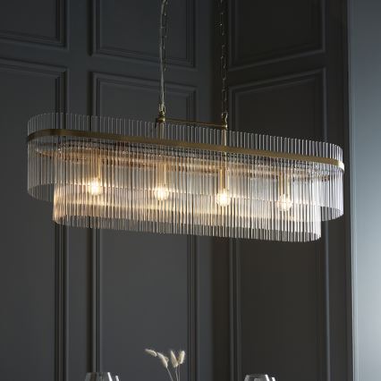 Endon 112573 - Luster na reťazi MARIETTA 4xE14/6W/230V mosadz/číra