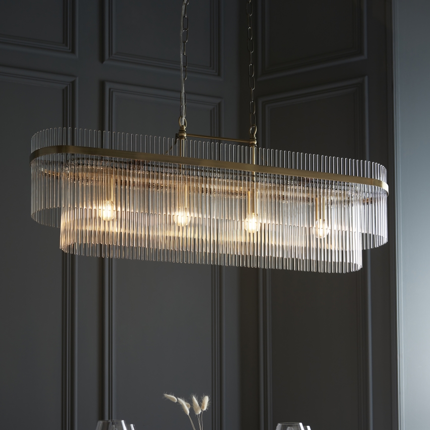 Endon 112573 - Luster na reťazi MARIETTA 4xE14/6W/230V mosadz/číra