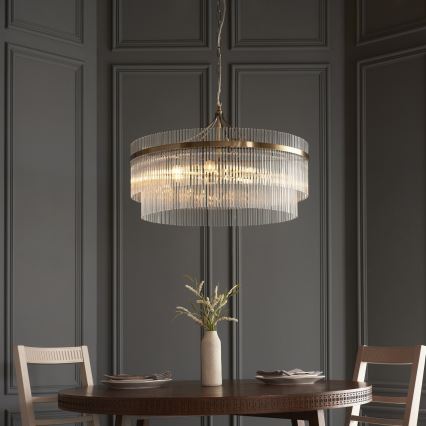 Endon 112574 - Luster na reťazi MARIETTA GRAND 7xE14/7W/230V mosadz/číre