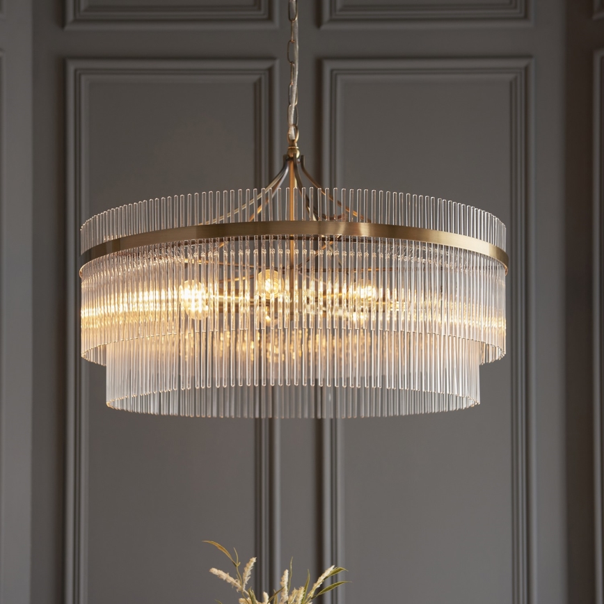 Endon 112574 - Luster na reťazi MARIETTA GRAND 7xE14/7W/230V mosadz/číre