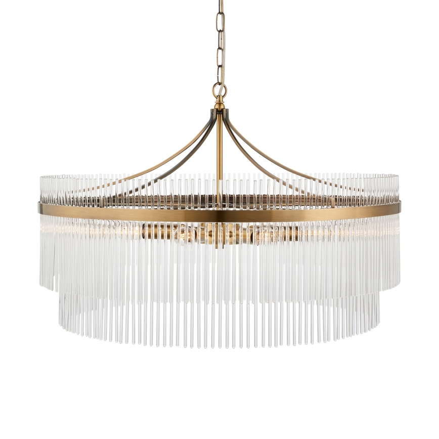Endon 112574 - Luster na reťazi MARIETTA GRAND 7xE14/7W/230V mosadz/číre