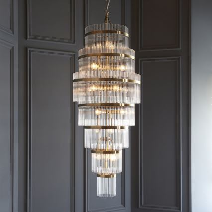 Endon 112793 - Luster na reťazi MARIETTA GRAND 21xE14/6W/230V mosadz/číra