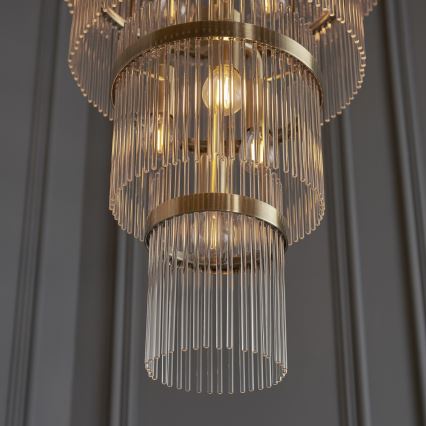 Endon 112793 - Luster na reťazi MARIETTA GRAND 21xE14/6W/230V mosadz/číra