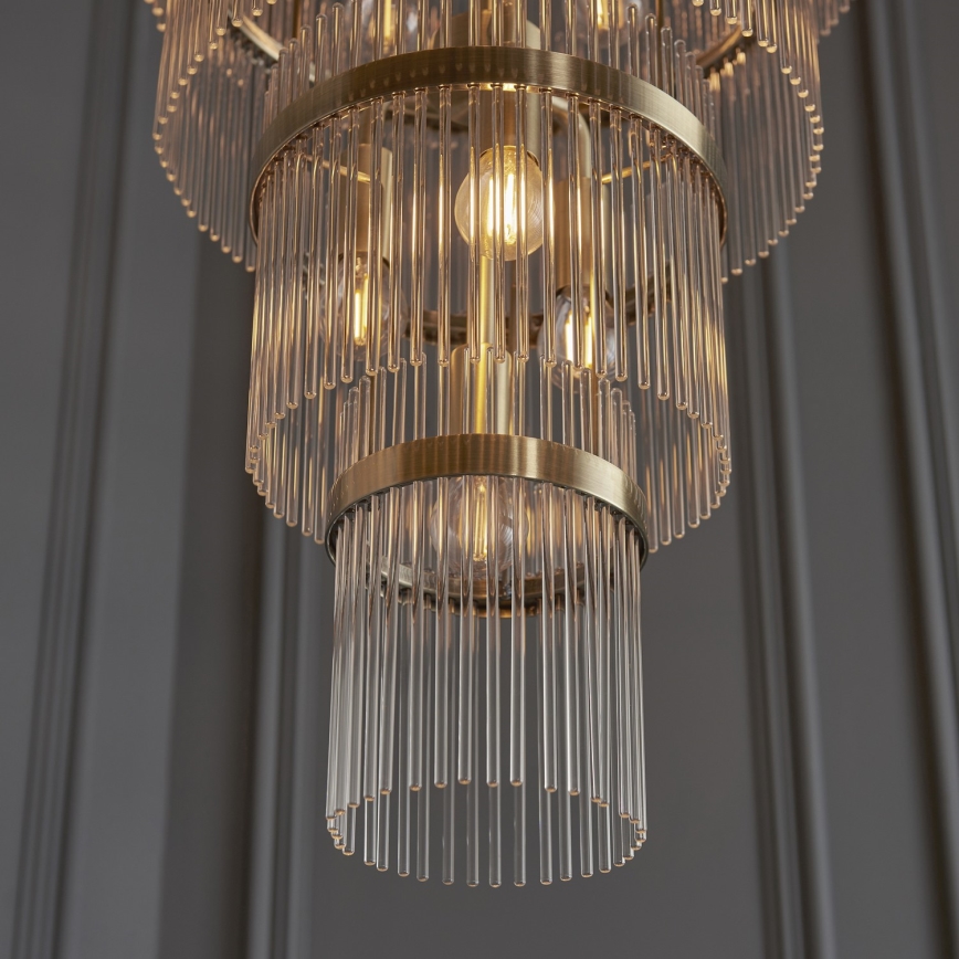 Endon 112793 - Luster na reťazi MARIETTA GRAND 21xE14/6W/230V mosadz/číra