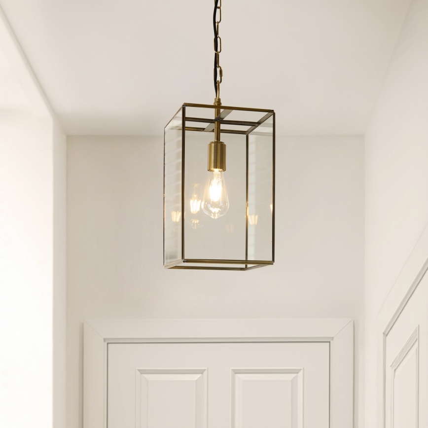 Endon 119141 - Luster na reťazi HAMMOND 1xE27/10W/230V 21,5x21,5 cm mosadz
