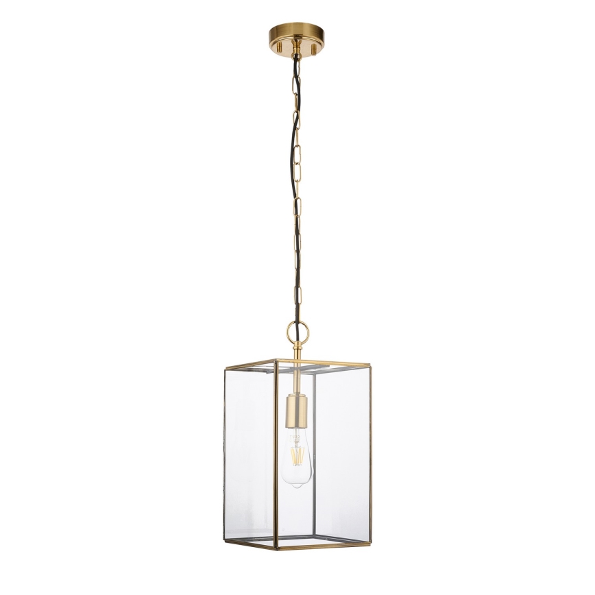 Endon 119141 - Luster na reťazi HAMMOND 1xE27/10W/230V 21,5x21,5 cm mosadz