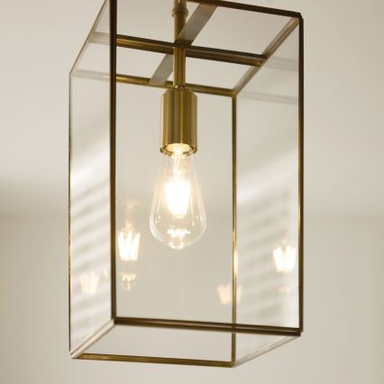 Endon 119141 - Luster na reťazi HAMMOND 1xE27/10W/230V 21,5x21,5 cm mosadz