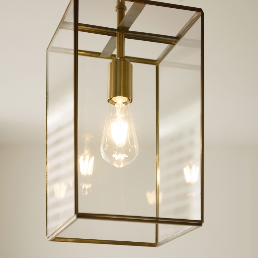 Endon 119141 - Luster na reťazi HAMMOND 1xE27/10W/230V 21,5x21,5 cm mosadz