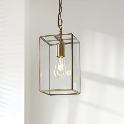 Endon 119142 - Luster na reťazi HAMMOND 1xE27/10W/230V 17x17 cm mosadz