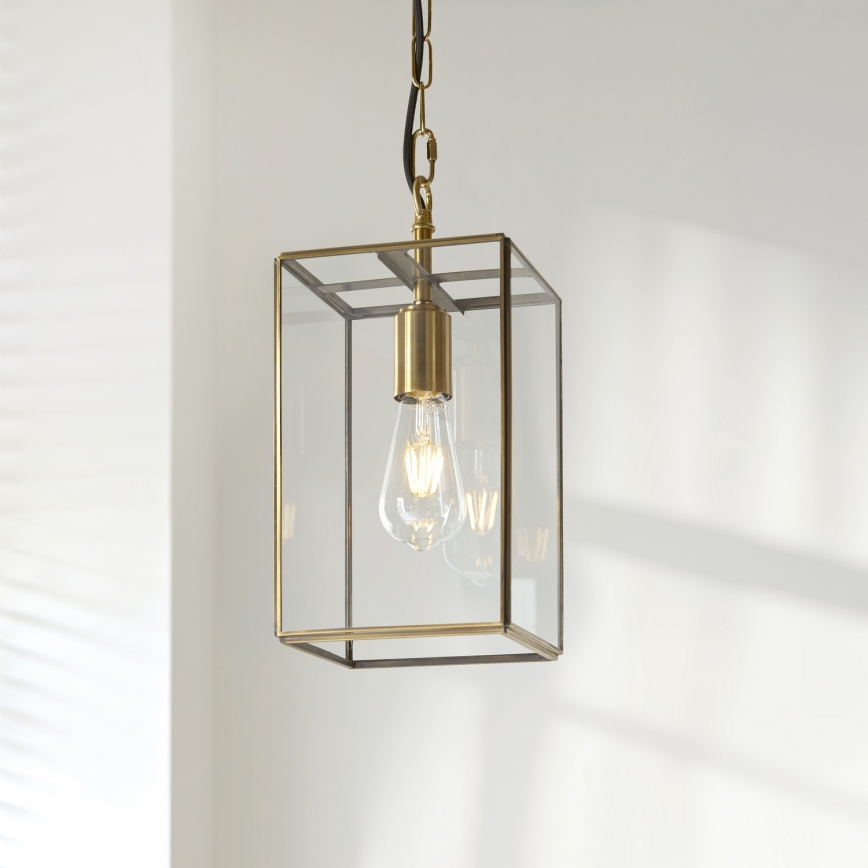 Endon 119142 - Luster na reťazi HAMMOND 1xE27/10W/230V 17x17 cm mosadz