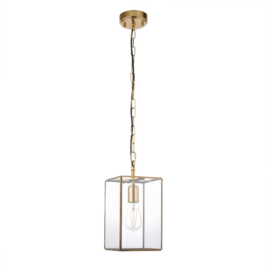 Endon 119142 - Luster na reťazi HAMMOND 1xE27/10W/230V 17x17 cm mosadz