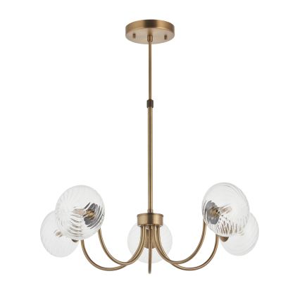 Endon 119210 - Luster na tyči HAGUE 5xG9/5W/230V mosadz