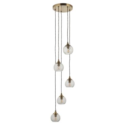 Endon 119435 - Závesný luster na lanku ALLEGRA 5xE14/7W/230V mosadz