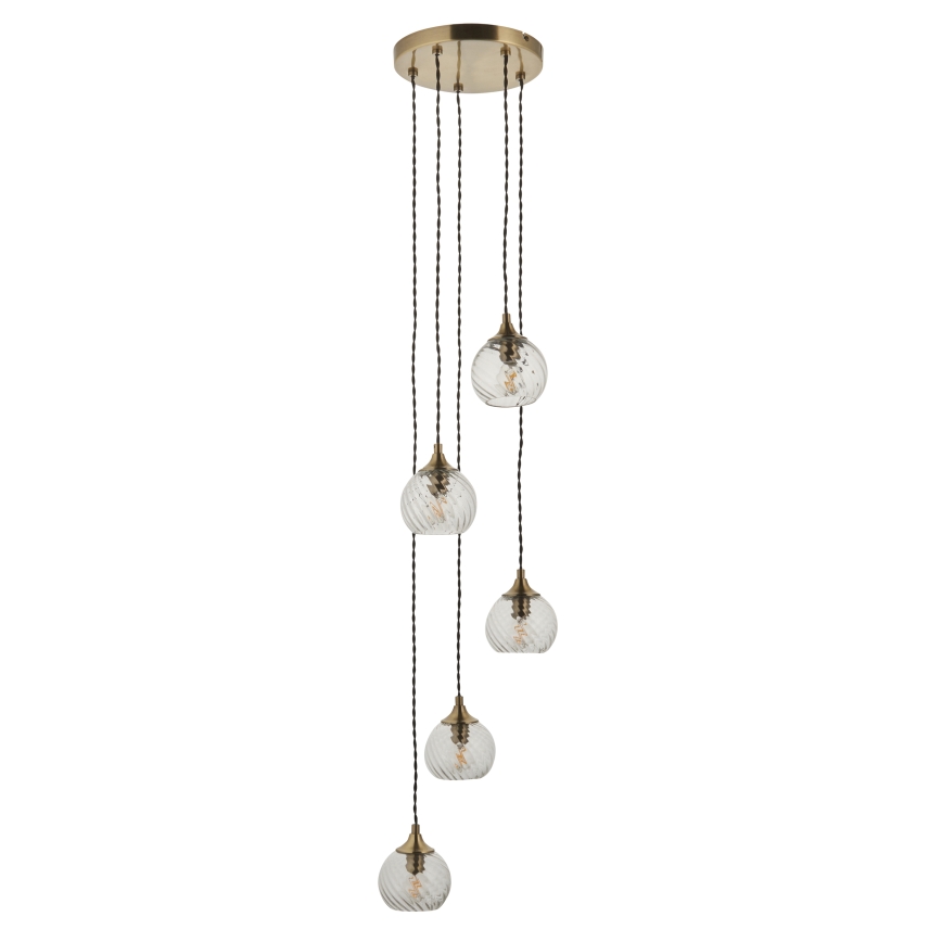 Endon 119435 - Závesný luster na lanku ALLEGRA 5xE14/7W/230V mosadz